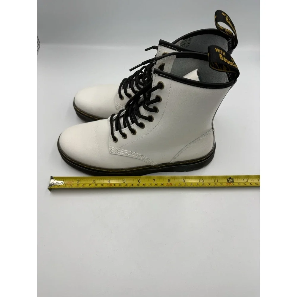 Dr. Martens Patent Leather Combat Lace-Up Ankle Boots White/Black Men 7